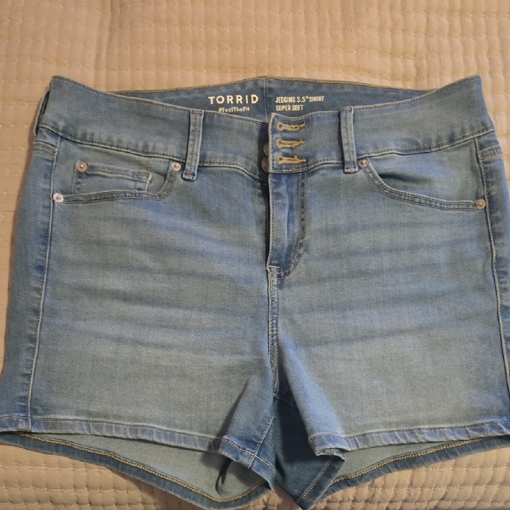 Torrid Blue Jean Shorts with Rolled Hem